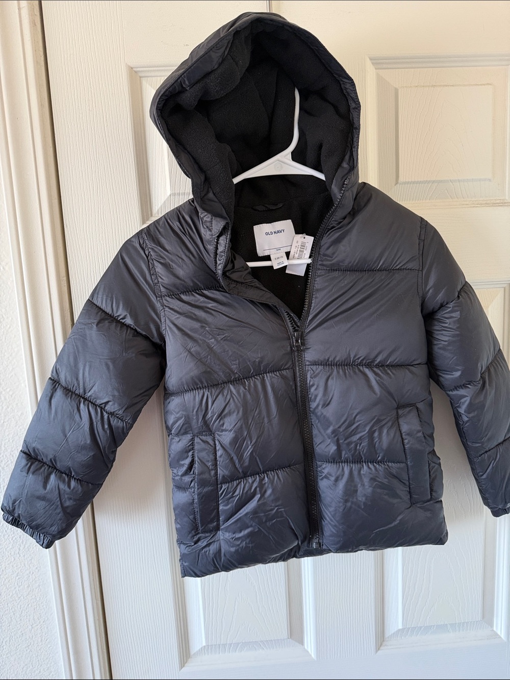 Old Navy Kids Black fleece inside Puffer Jacket with Hood New
